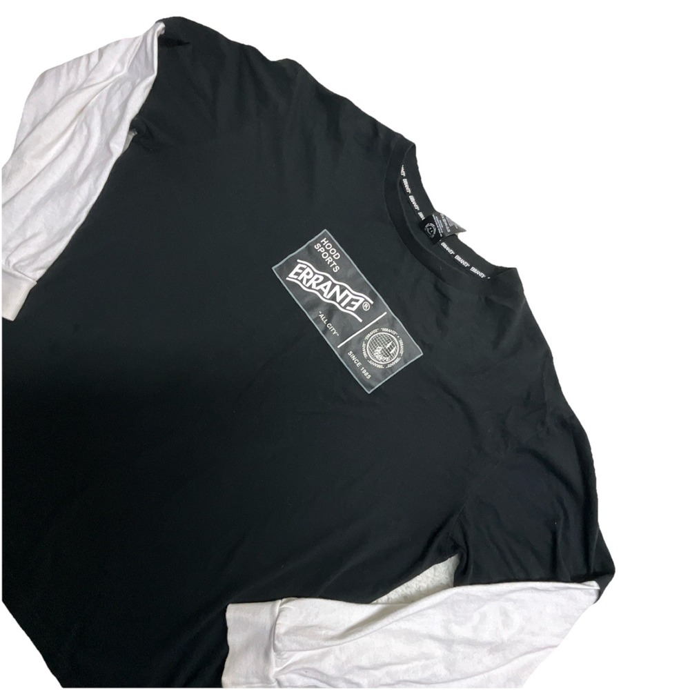 Errante Graphic Black White Knit‎ Men's Crew Neck Long Sleeve T-Shirt Size M